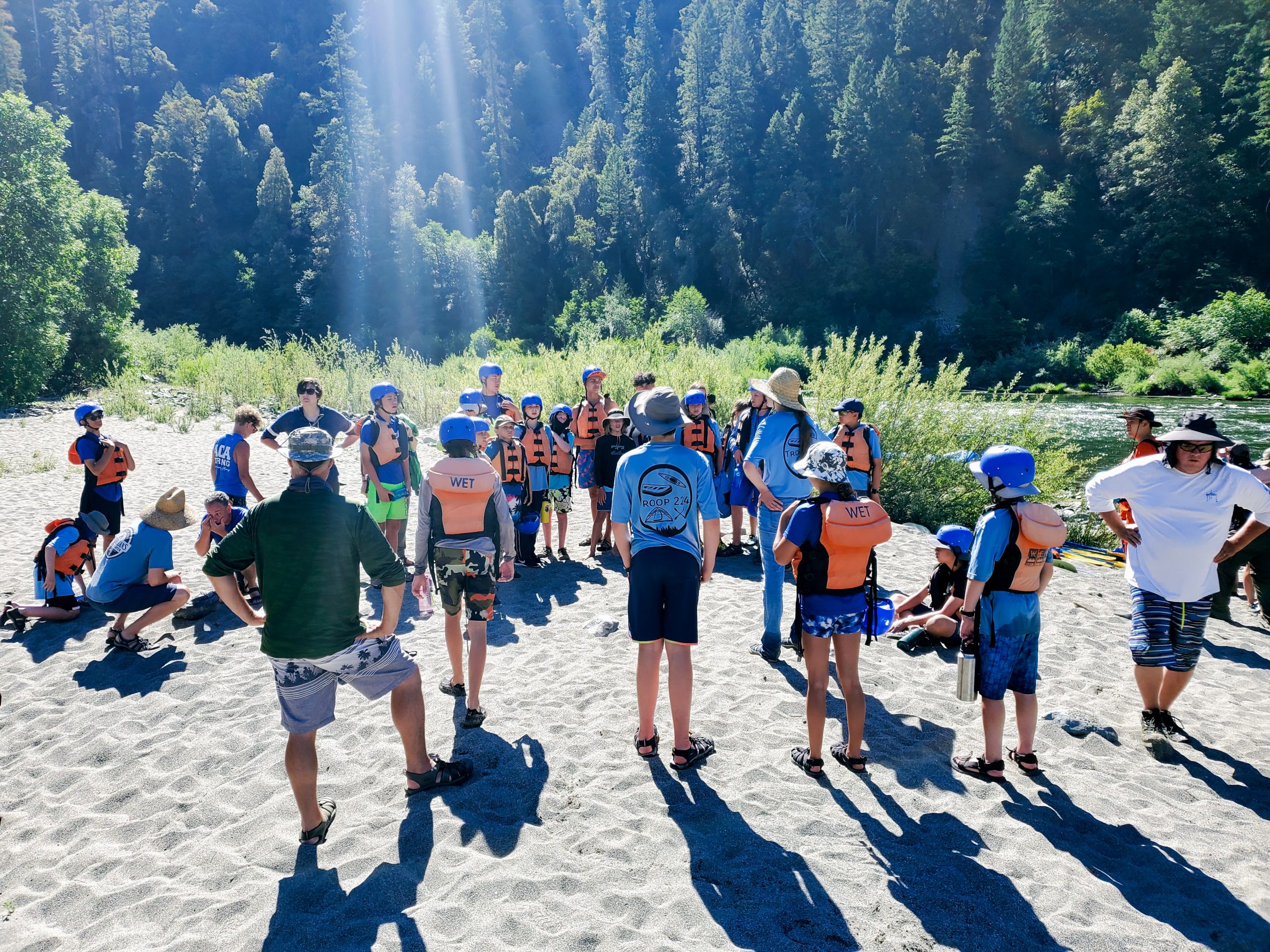 Boy Scouts & Girl Scouts prepare to start the multi day river trip on the Lower Klamath.