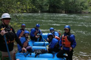 Starting an overnight whitewater rafting trip on the South Fork of the American River in the spring